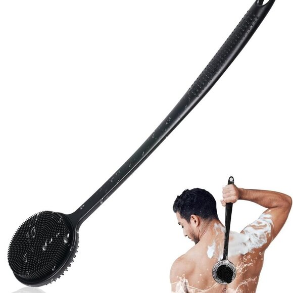 Silicone Back Scrubber for Shower, Silicone Face Scrubber for Men,17in Lengthen - Picture 1 of 6